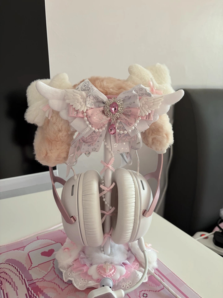 Cute Lace Headphone Stand Pink - Gaming Accessories Rack 评论和价格
